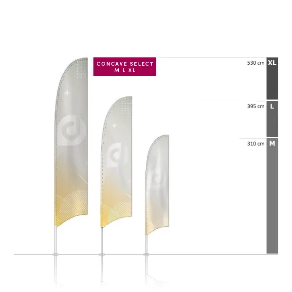 [SVBoFaSECx 600x2600 M SP Bs Sta] Beachflag Select - Concave (Struktur + Druck, 600x2600 M, Einseitiger Druck, ohne (für Inneneinsatz), Quadratisch (Stahl), Standard)