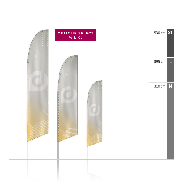 [SVBoFaSECx 600x2600 M SP Bs Sta] Beachflag Select - OBLIQUE (Struktur + Druck, 600x2600 M, Einseitiger Druck, ohne (für Inneneinsatz), Quadratisch (Stahl), Standard)